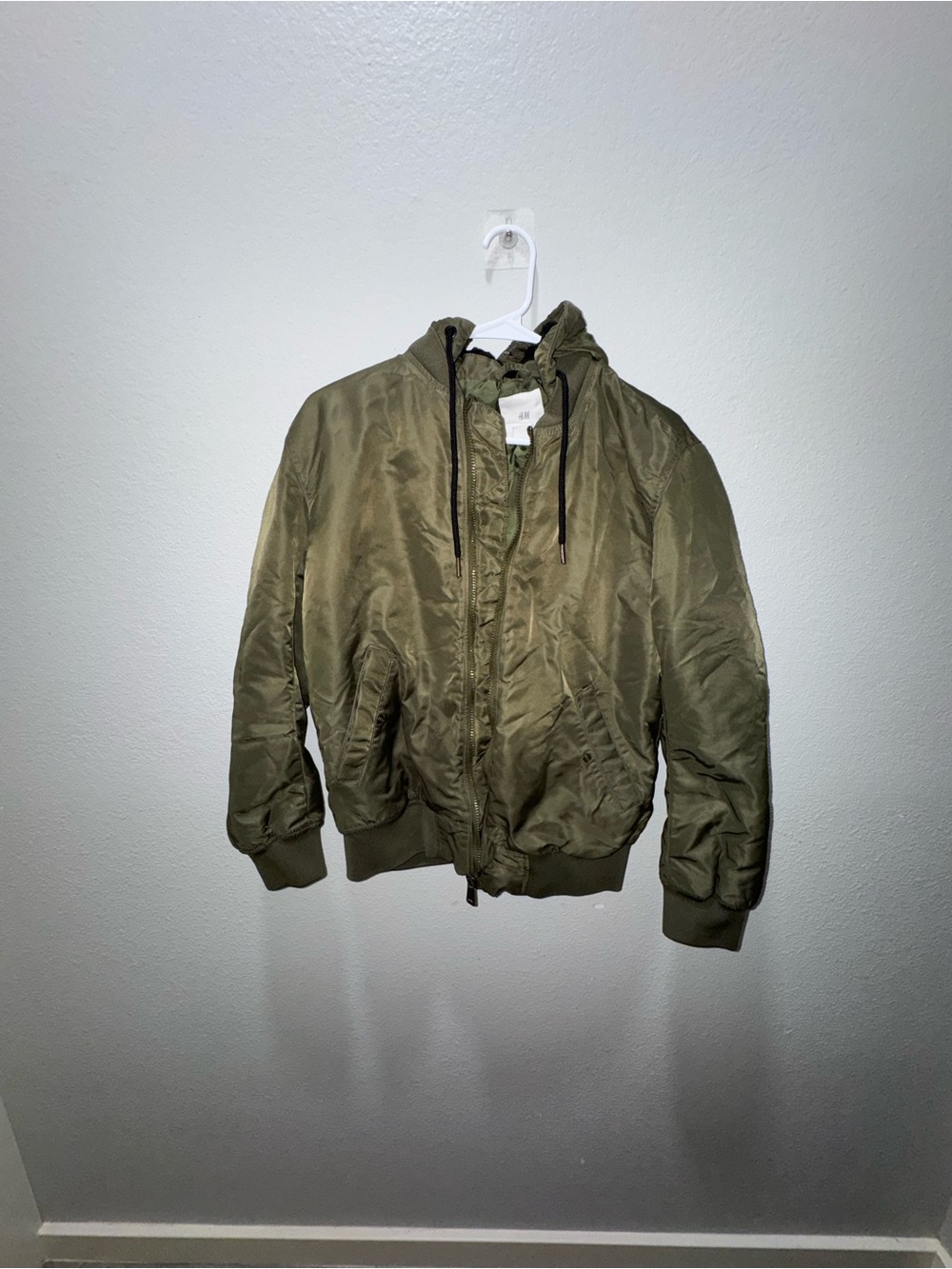 H&M Olive Green Hooded Bomber Jacket